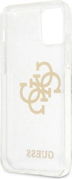 Mbështjellës Guess GUHCP12LPCUGL4GTR për iPhone 12 Pro Max 6.7", transparent, Glitter 4G Big Logo