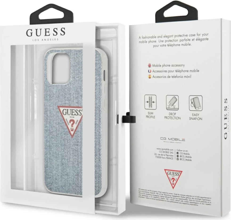 Mbështjellës Guess GUHCP12SPCUJULLB për iPhone 12 mini 5.4\", hardcase PC/TPU, Jeans Collection, blu