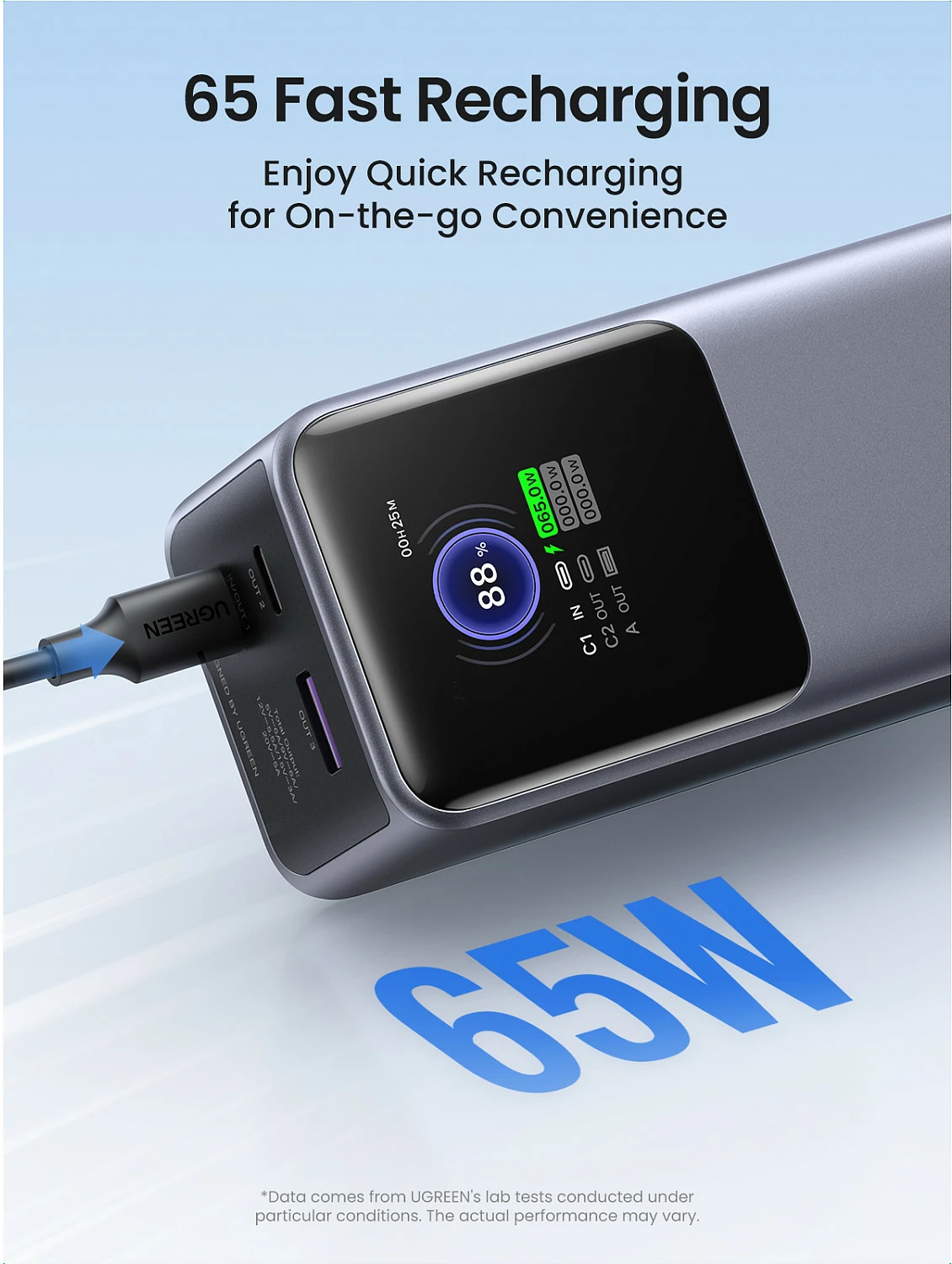 Powerbank Ugreen 25000mAh, 200W fast charging, gri