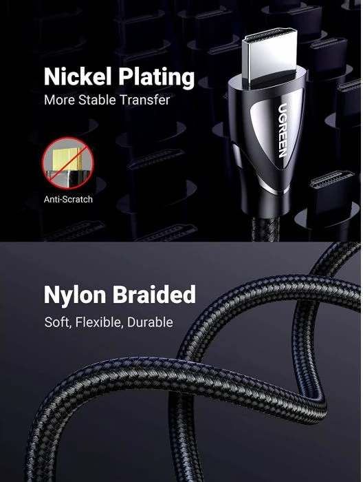 Kabl HDMI UGREEN 80404 HDMI 2.1 8K@60Hz 4K@120Hz 48Gbps 3 m, e zezë, polybag