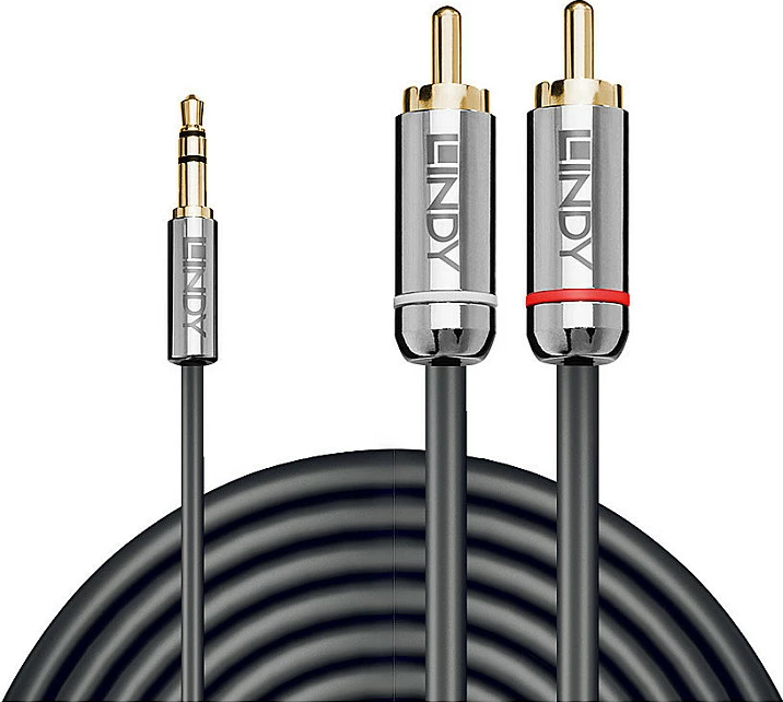 Kablë audio LINDY Cromo Line, 3.5mm në 2x RCA, 10m, antracit