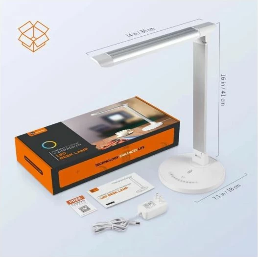 Llambë tavoline LED TaoTronics TT-DL13, 5 modalitete ngjyre, 7 nivele ndriçimi, port USB karikimi, touch, dizajn i rregullueshëm, e bardhë, set 3 pjesë