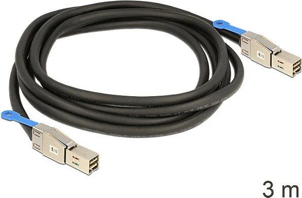 Kabllo Mini SAS HD DeLOCK 83396, SFF-8644 në SFF-8644, 3 m, Male/Male, zezë/argjendtë
