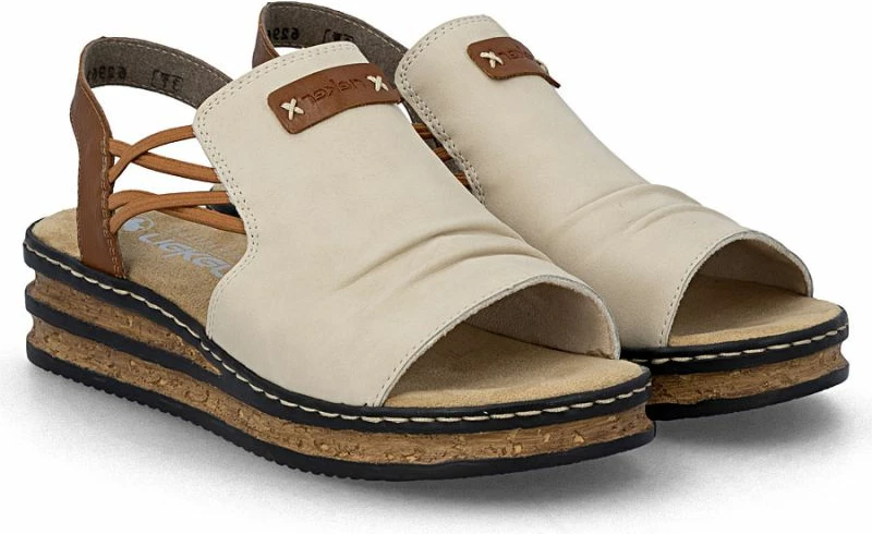 Sandale platforme femra Rieker 62962-60, bezhë