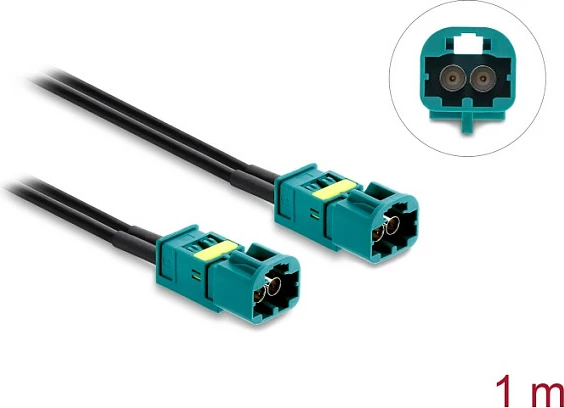 Kabllo DeLOCK Mini FAKRA Z dual, mashkull-mashkull, 1 m, 50Ω, 20 GHz, e zezë/blu