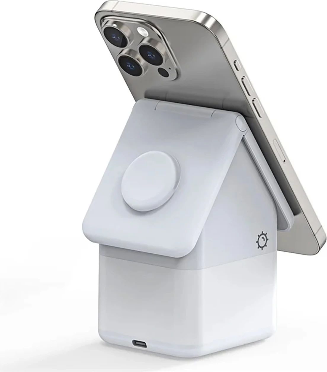 Karikues wireless Duzzona W20 4-në-1 me llambë nate, 15W, për iPhone/Apple Watch/AirPods, Bardhë