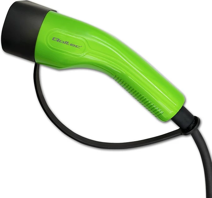 Karikues portativ për makina elektrike Qoltec 52466, 7kW, Type 2, LCD, 5m, i zi/gjelbër