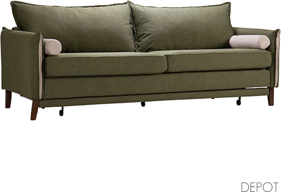 Krevat divan trefësh, ngjyrë ulliri NEVE 39, gri NEVE 80, 230x81x88