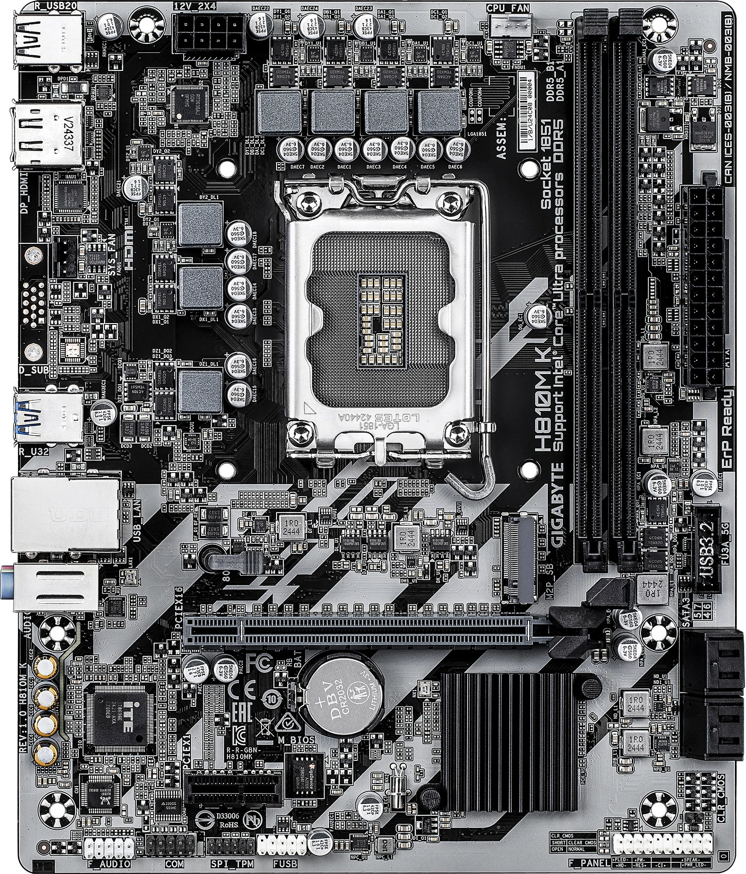 Pllakë amë Gigabyte H810M K, Socket LGA 1851, DDR5 deri 128GB