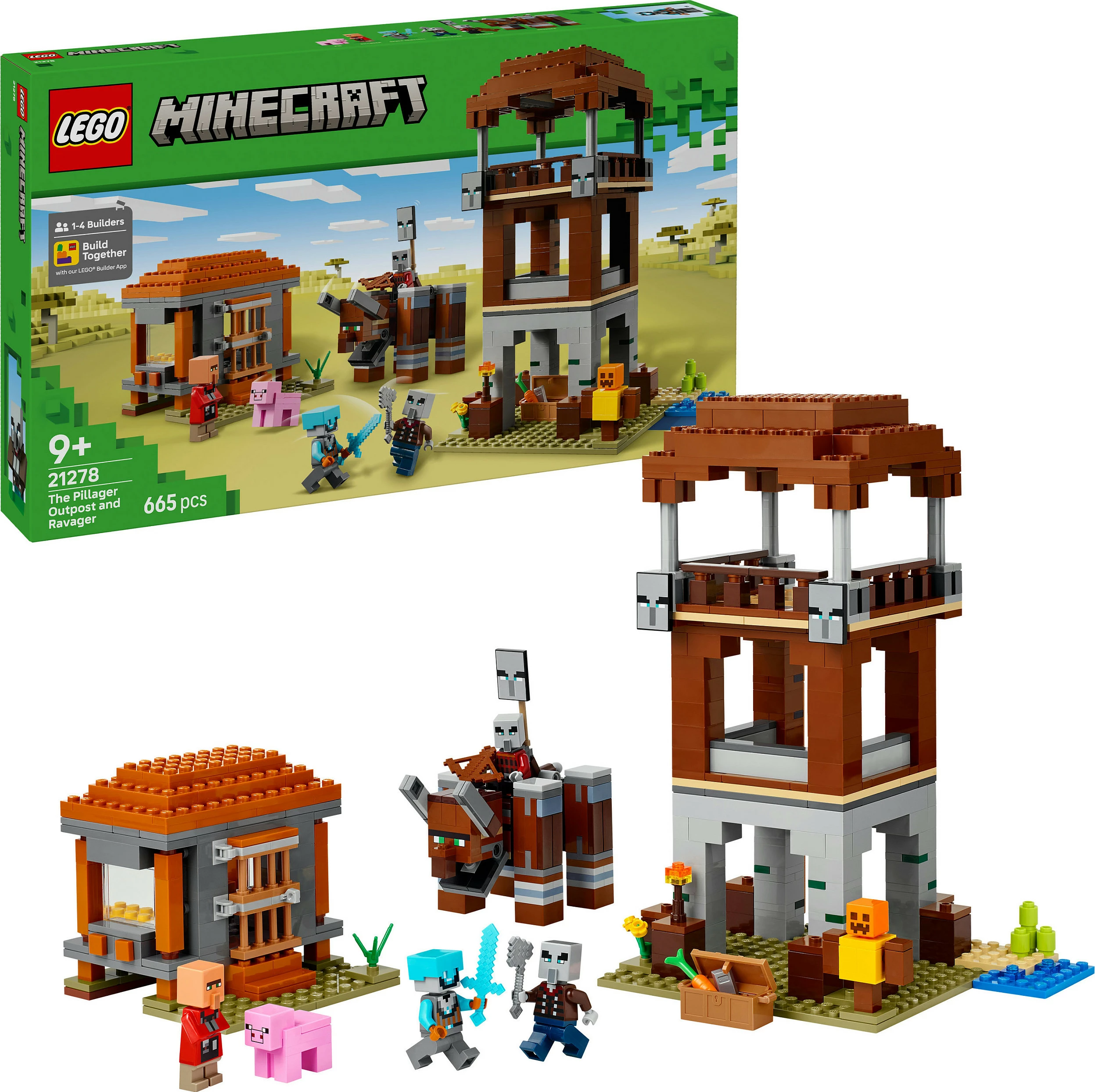 Set ndërtimi LEGO Minecraft The Pillager Outpost and Ravager 21278, 665 copë, shumëngjyrësh
