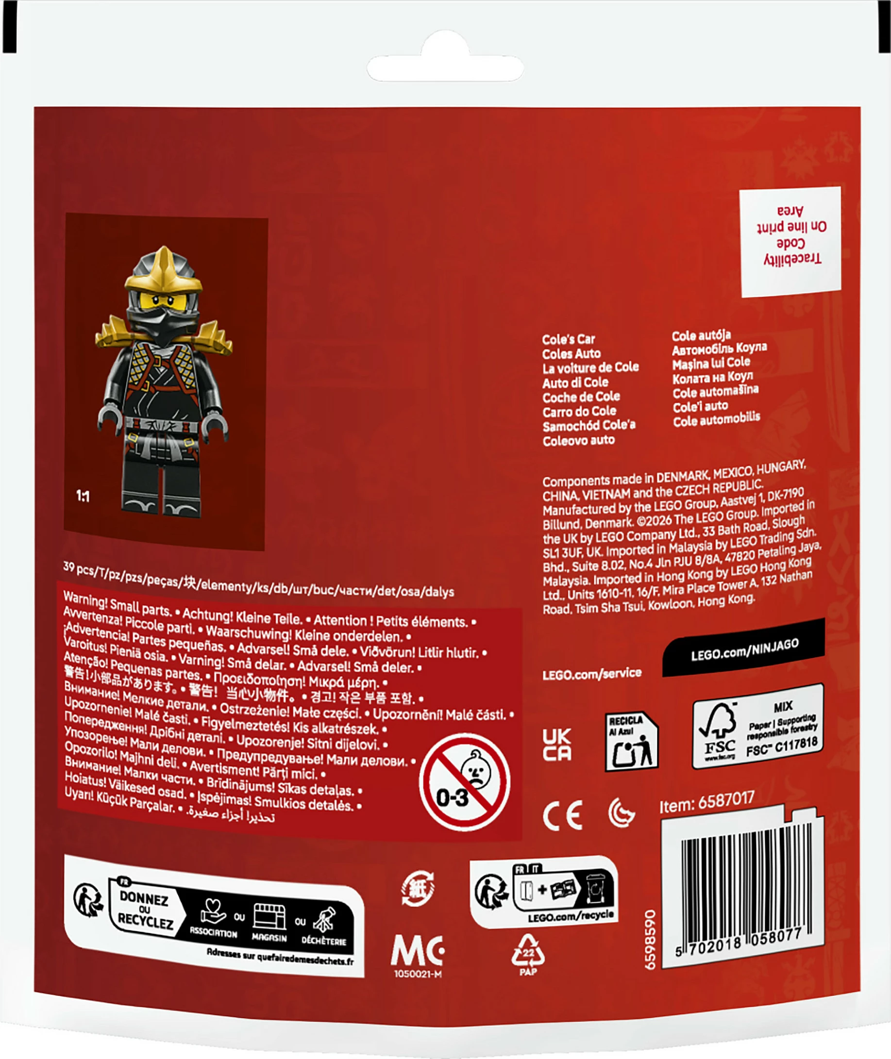 Set ndërtimi LEGO NINJAGO Legacy 30723 Cole's Car, 39 pjesë, 6+, multikolor