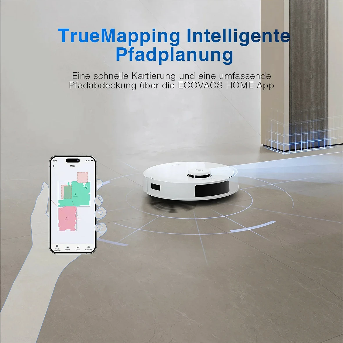 Robot fshesë ECOVACS Deebot N20 Plus, 8 kPa, 5200 mAh, stacion pa qese, me mop, i bardhë