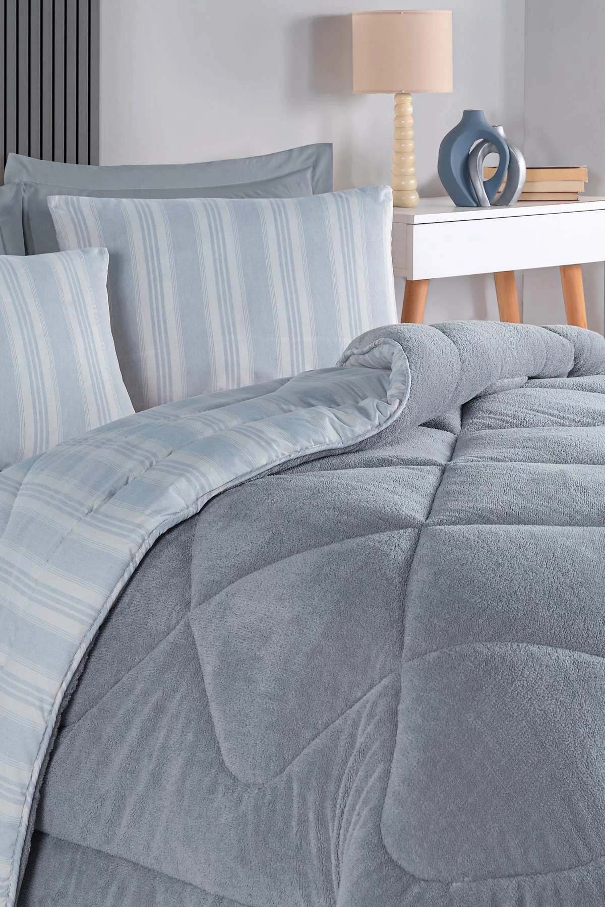 Set gjumi dopio L'essentiel, Soft Line, ngjyrë gri