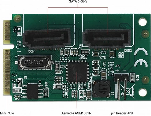 Kartelë PCIe në SATA DeLOCK 95264, 2x SATA 6 Gbit/s, RAID 0/1/SPAN
