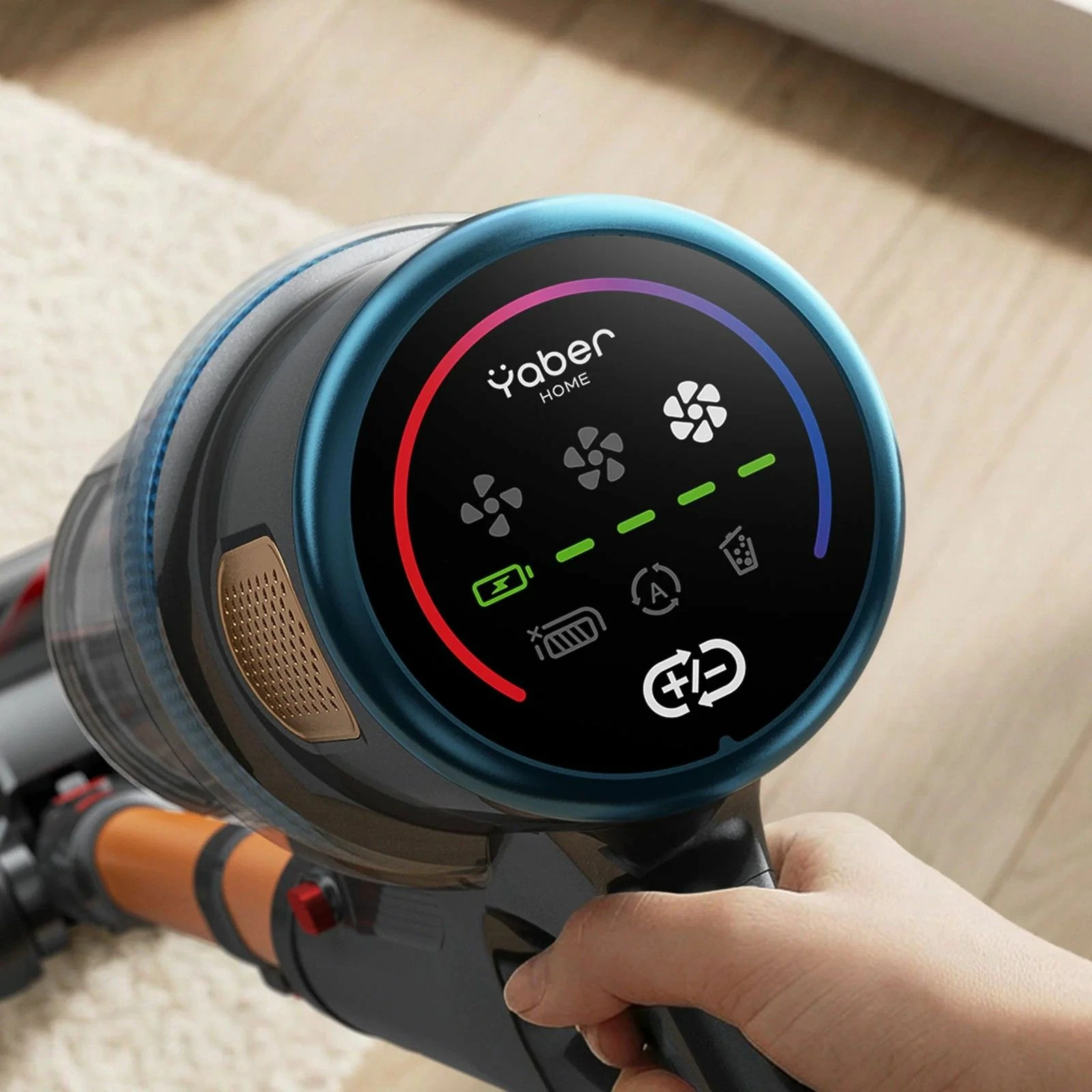 Fshesë elektrike vertikale pa kabllo Yaber P20 120AW, HEPA, 0.8L, 52 min, portokalli