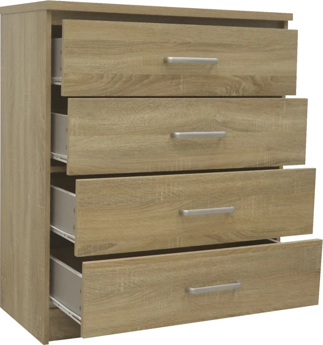 Komodë me 4 sirtarë Olympus, ngjyrë lisi të çelur, 80.5x40x95