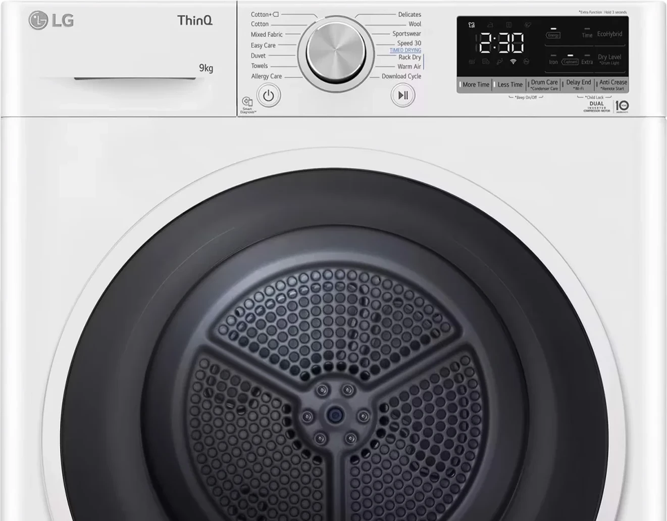 Tharëse rrobash LG RH90V5AV6N 9 kg Dual Inverter Heat Pump, e bardhë