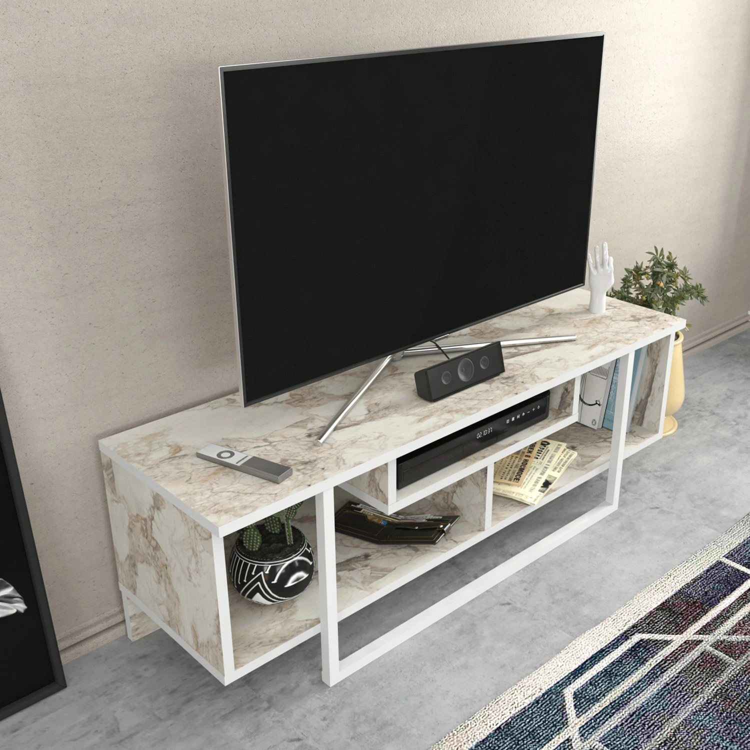 Komodë për TV Skye Decor, Asal 120, ngjyrë e bardhë