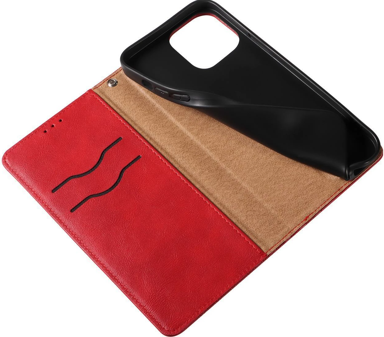 Mbështjellës Hurtel Magnet Strap Case për iPhone 14 Plus, me kapak, xhep kartelash, mbajtëse, rrip dore, Kuq