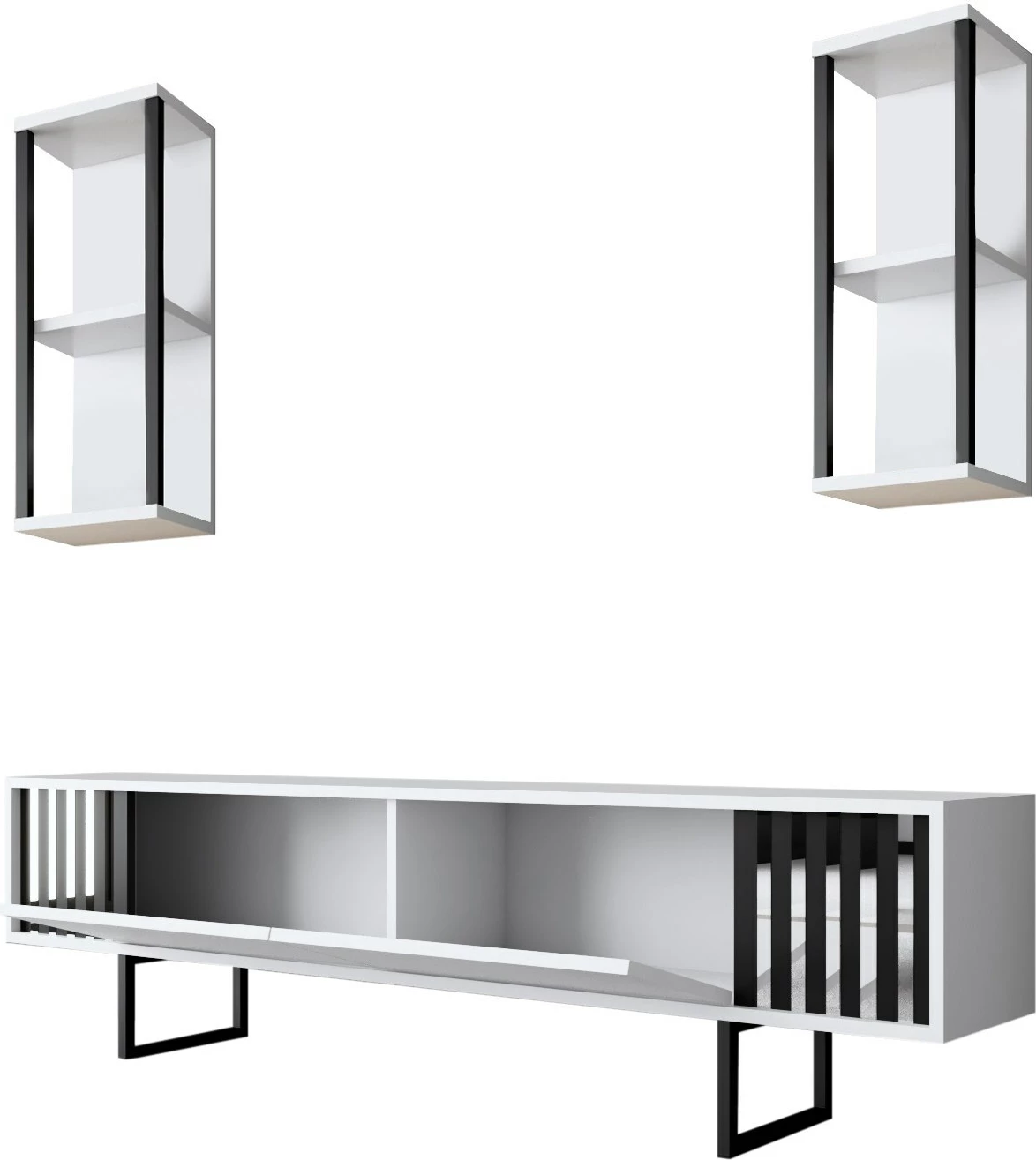 Set mobiljesh për dhomë dite Hanah Home, Chrome Line, bardhë/zi