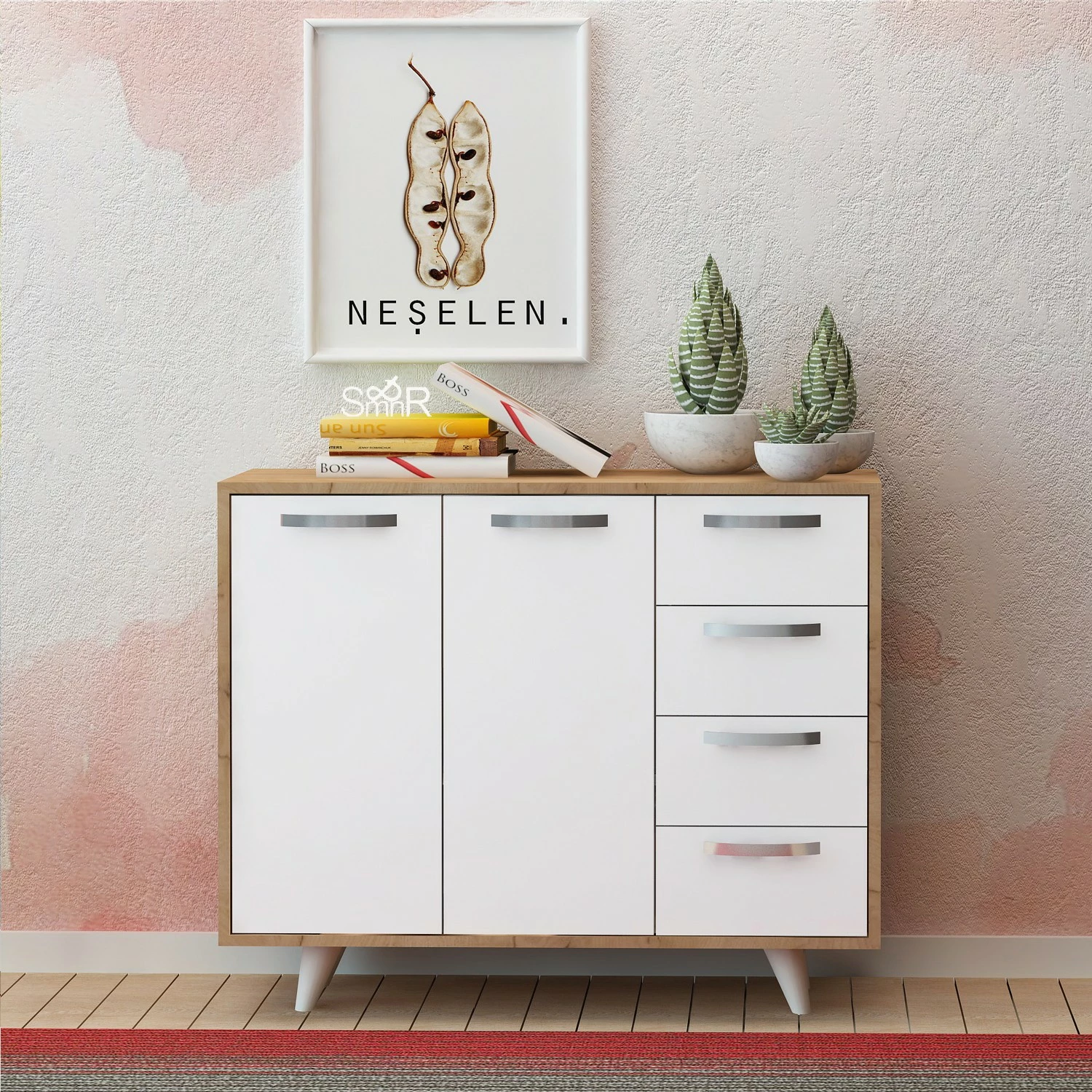 Dollap multifunksional Skye Decor, ngjyrë lis dhe e bardhë, Waga