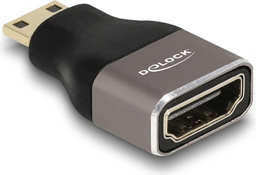 Adapter HDMI DeLOCK Mini-HDMI (Type C) në HDMI (Type A), 8K 60Hz, zi/gri