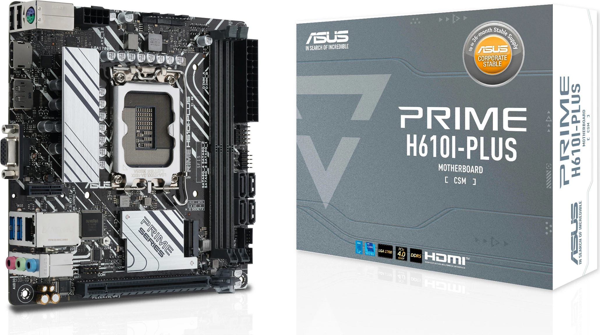 Pllakë amë ASUS PRIME H610I-PLUS-CSM, Intel, LGA 1700, DDR5-SDRAM, mini ITX