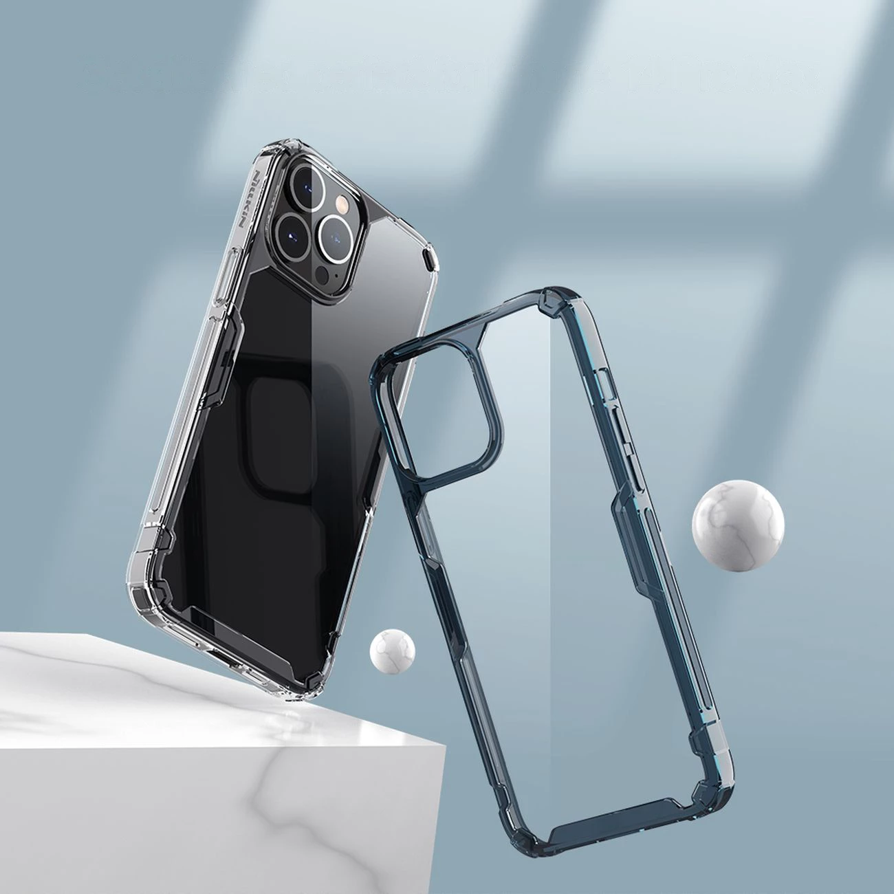 Mbështjellës Nillkin Nature Pro për iPhone 14 Pro Max, i blinduar, Blu/Transparent