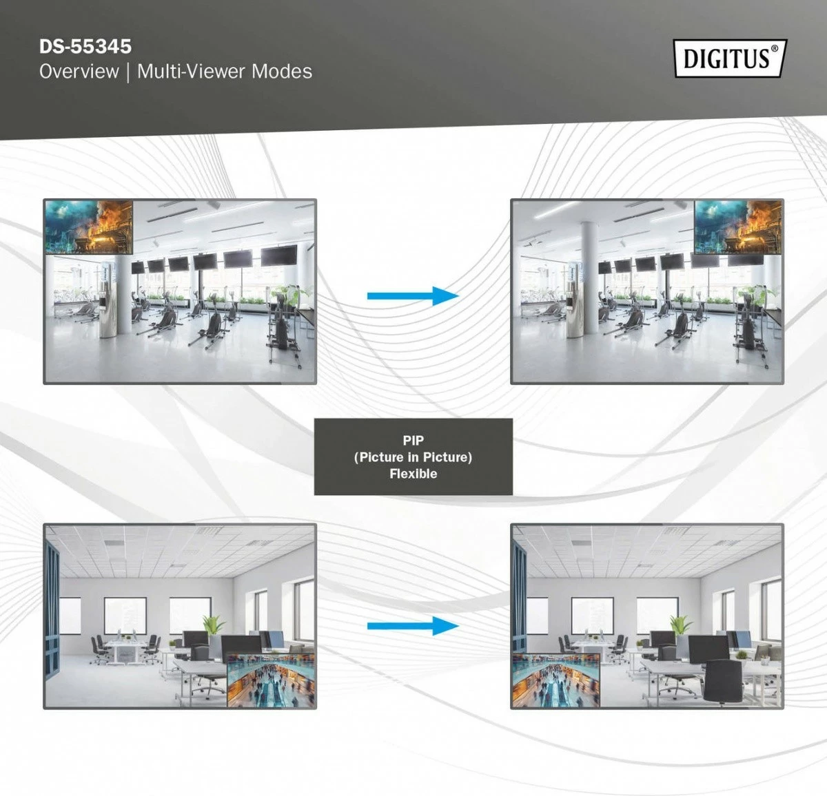Switch HDMI Digitus DS-55345, 4 hyrje, 2 dalje, 4K/30Hz, me telekomandë, i zi