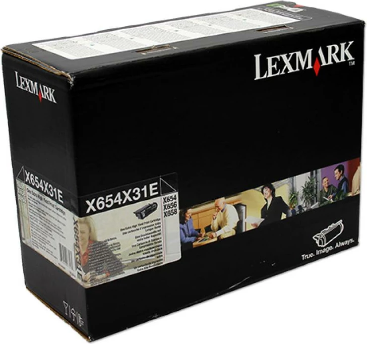 Toner Lexmark X654X31E, kapacitet i lartë, rendiment 36,000 faqe, i zi