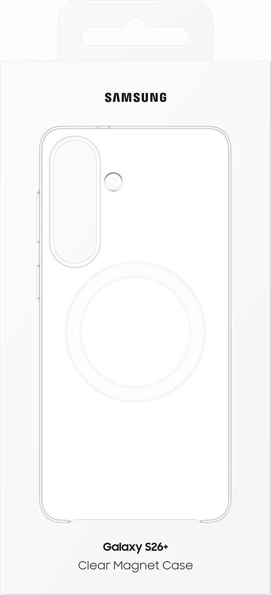 Mbështjellës Samsung Clear Magnet për Samsung Galaxy S26+, kompatibil me MagSafe, transparent, në kuti