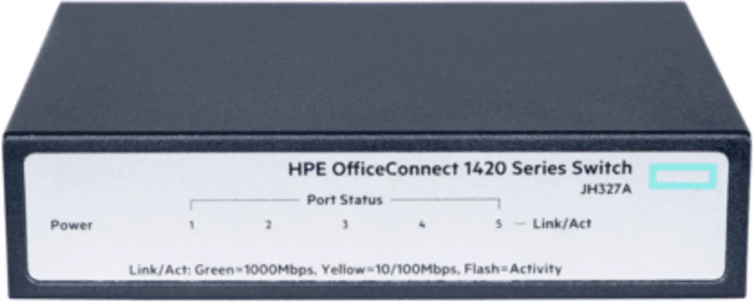 Switch, HP, OfficeConnect 1420 JH327A, 5 porta Gigabit, i pamenaxhueshëm, fanless, zezë