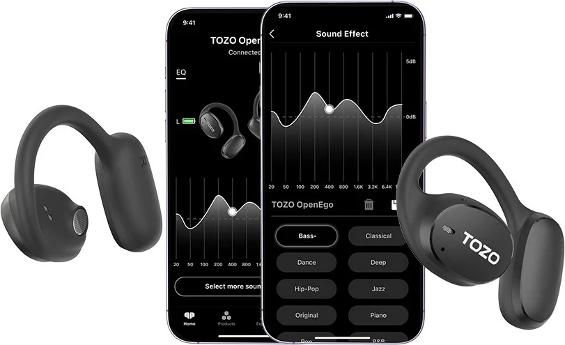 Kufje TOZO OpenEgo TWS Bluetooth, USB Type-C, Zezë