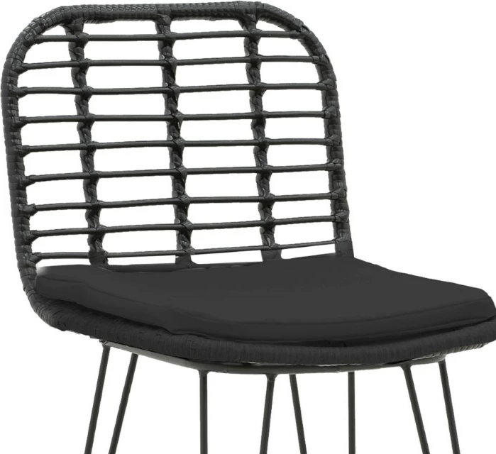 Karrige për bar Naoki, jastëk PE, ngjyrë e zezë, këmbë metalike, 46x56x110cm