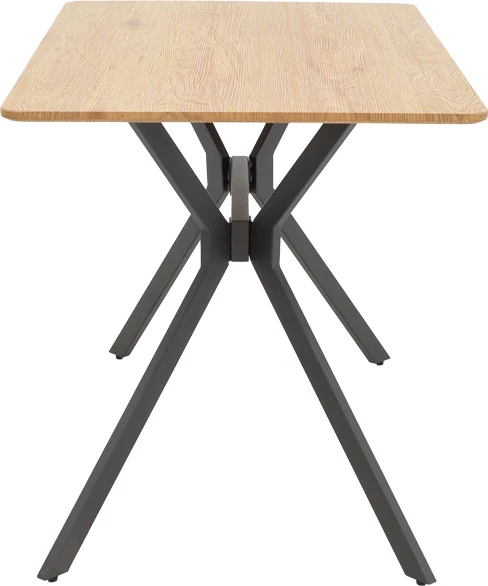 Tavolinë moderne MDF, këmbë metalike të zeza, natyrale, 120x70x75cm