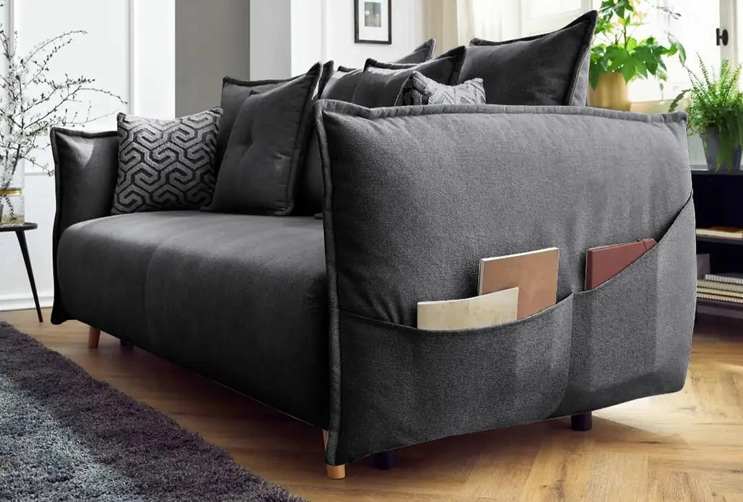 Divan-krevat treshe, Atelier del Sofa, Puffy, antracit