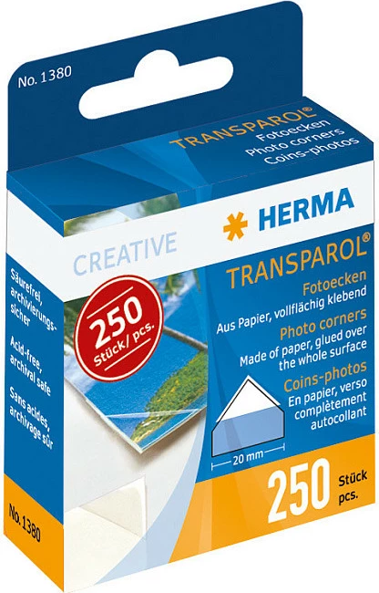 Kënde për foto HERMA TranspaRol 1380, vetë-ngjitëse, transparente, 250 copë