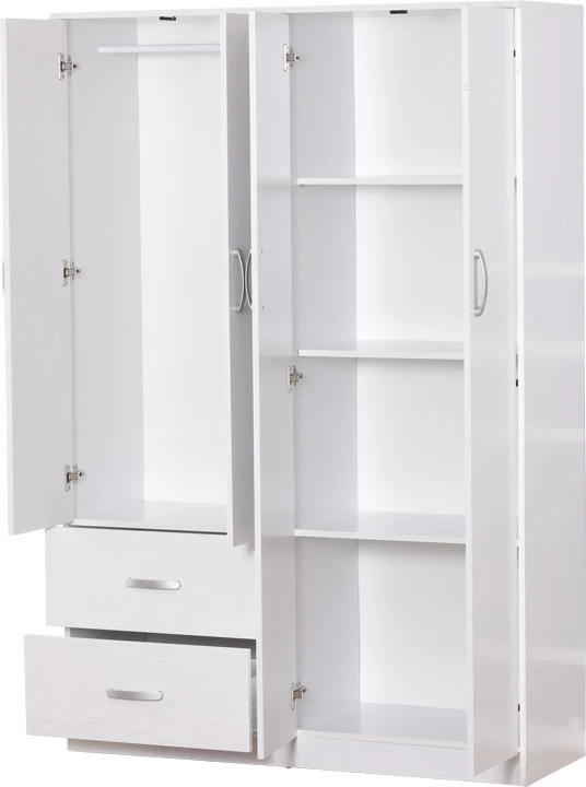 Dollap katërkanatësh me loft Zelia, 2 sirtarë, ngjyrë e bardhë, 120x42x240cm