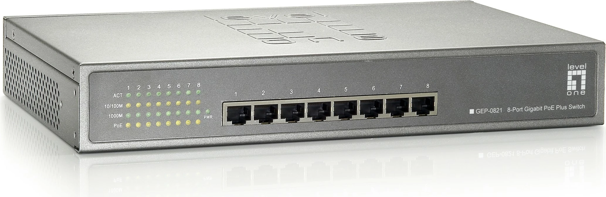 Switch LevelOne 8-Port Gigabit PoE, 123.2W, Rack mounting