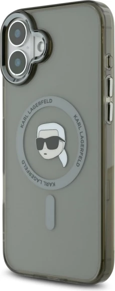 Mbështjellës Karl Lagerfeld IML Metal Karl Head MagSafe për iPhone 16, Zi