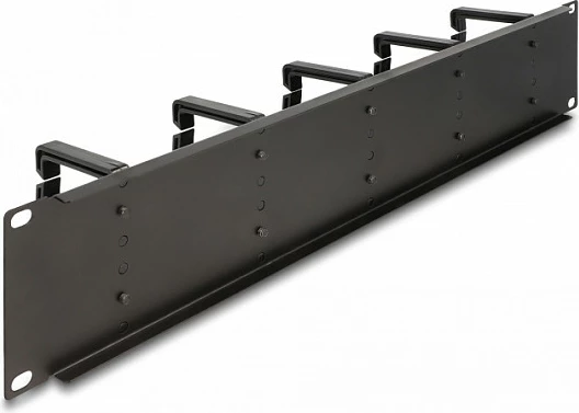 Panel menaxhimi kabllosh DeLOCK 19" 2U me 10 grepë plastike, i zi