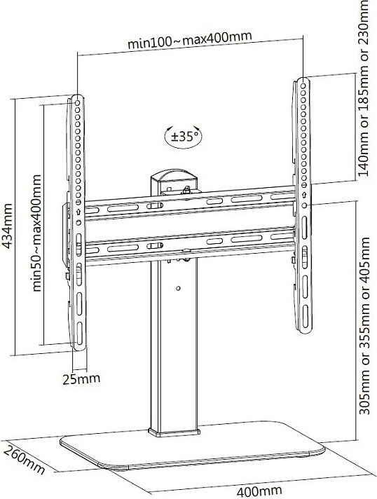 Mbajtëse tavoline për TV/monitor EQUIP 650611, 32"-55", VESA 100x200-400x400, max 40 kg, e zezë
