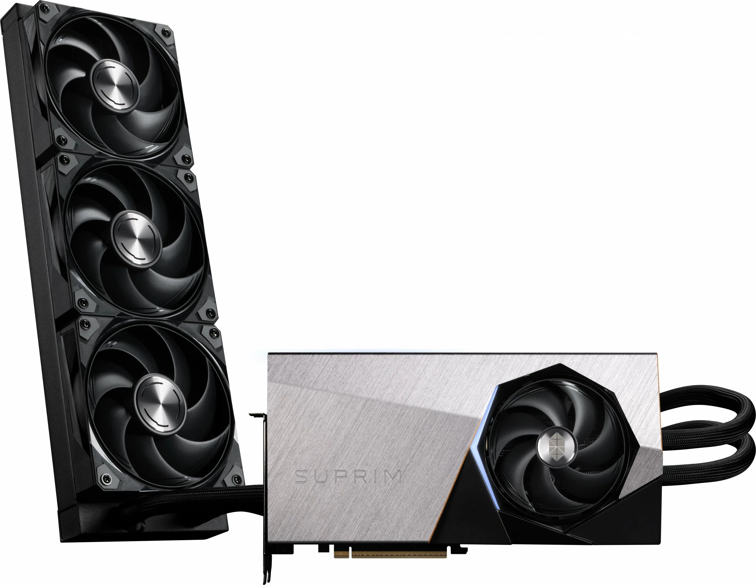 Kartelë grafike MSI RTX 5080 Suprim Liquid SOC 16GB GDDR7 e zezë