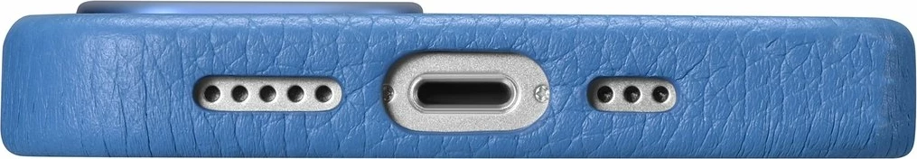 Mbështjellës iCarer Litchi Premium për iPhone 14, lëkurë natyrale, MagSafe, Kaltër e lehtë