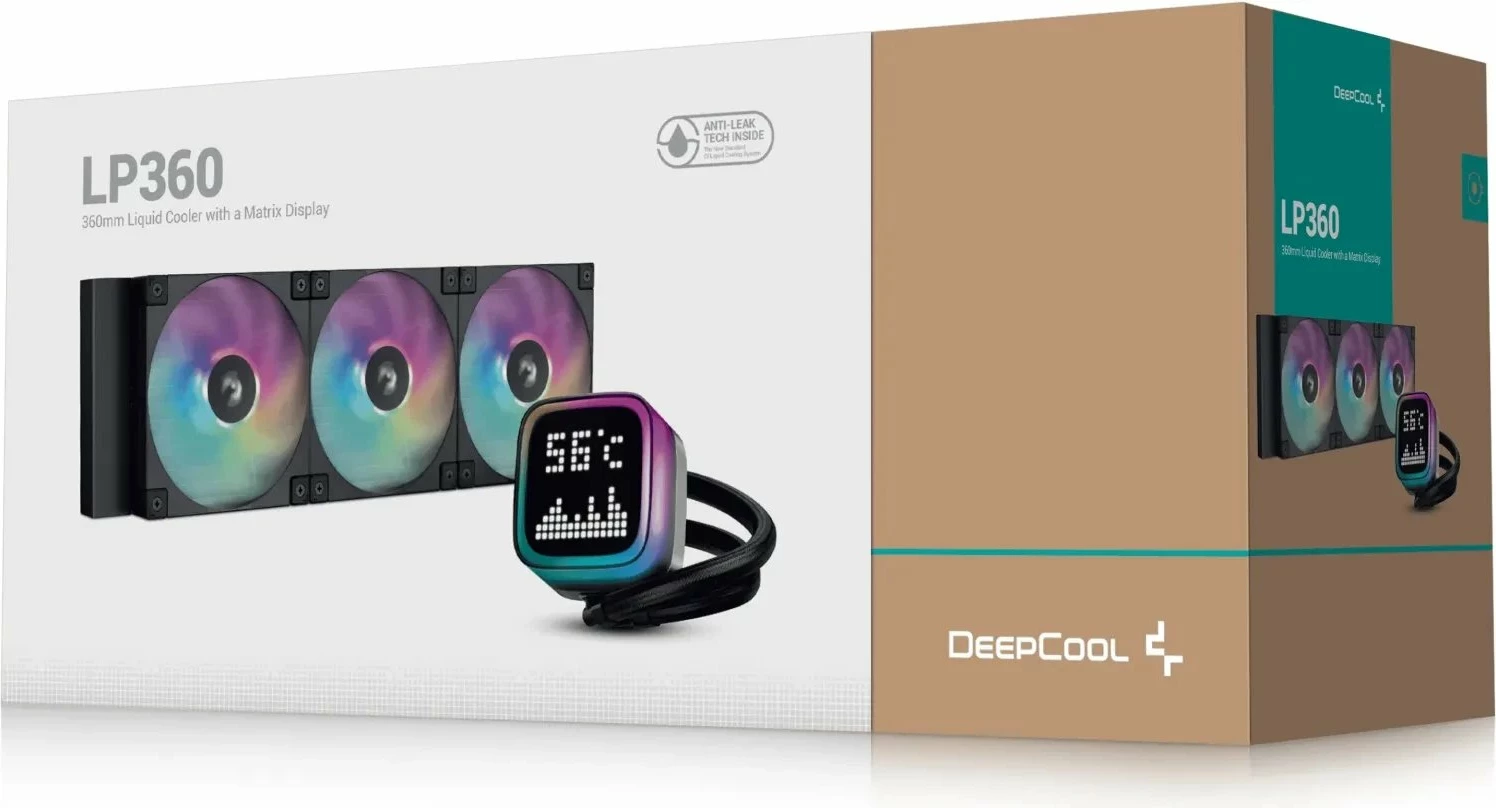Ftohës uji AIO për CPU Deepcool LP360 360mm ARGB me ekran pixel, e zezë
