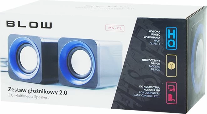 Altoparlantë për kompjuter Blow MS-23, 2.0, 2x3W RMS, USB 5V, set 2 copë, blu
