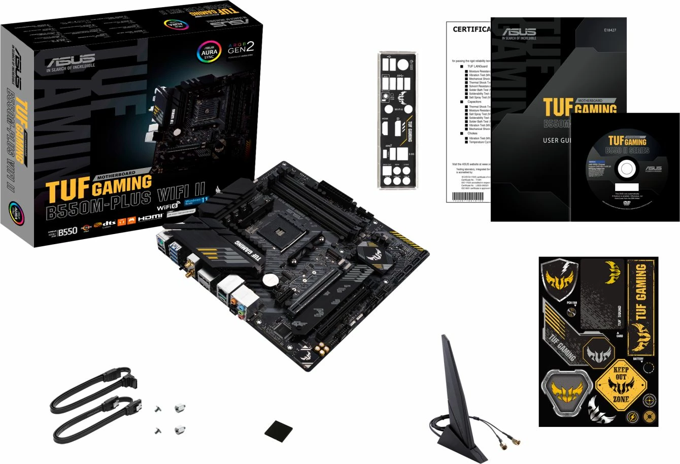 Pllakë amë Asus TUF GAMING B550M-PLUS WIFI II, mATX, WiFi 6 + Bluetooth, 4x DDR4 deri 128GB