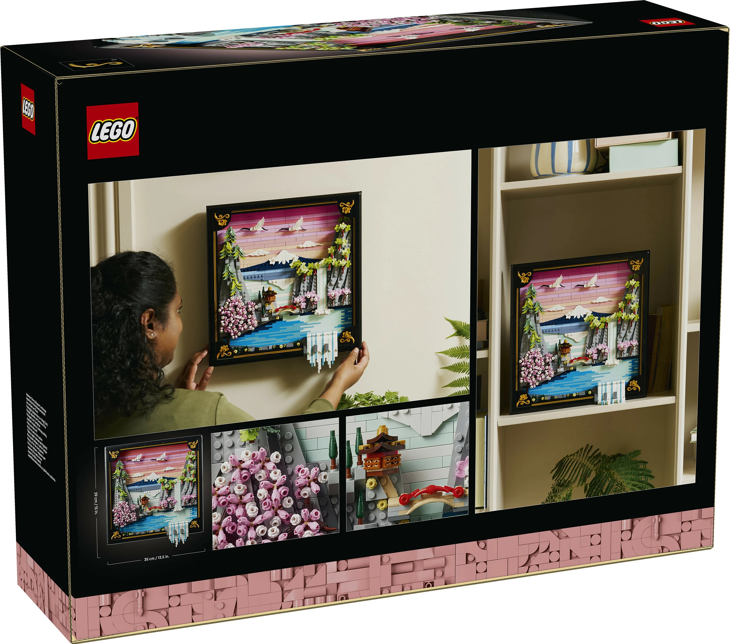Set ndërtimi LEGO Art 31218 Japanese Cherry Blossom Landscape, 1892 copë, dekor muri 3D, Multikolor