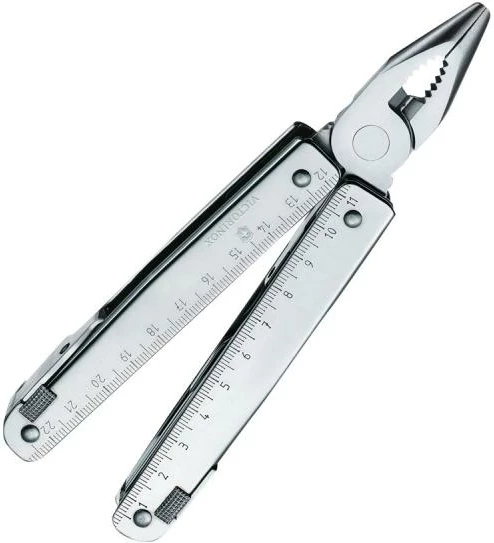 Multitool Victorinox SwissTool X Plus V-3.03 38.L, 39 funksione, me këllëf lëkure, argjendtë