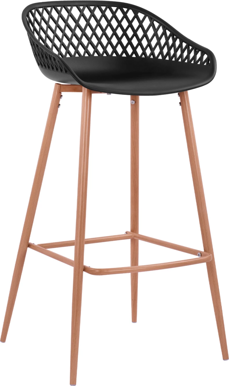 Karrige për bar AVAYA, polipropilen e zezë, këmbë metalike ngjyrë druri, FH8686.02, 47x49x97.5 cm